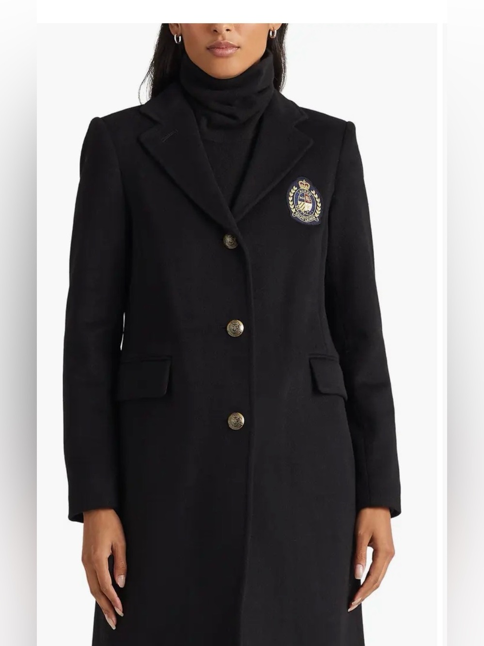 Crest Patch Wool Blend Reefer black coat 
size 12